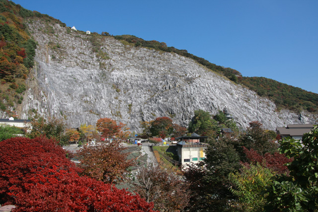 Limestone outcrop next to the parking lot